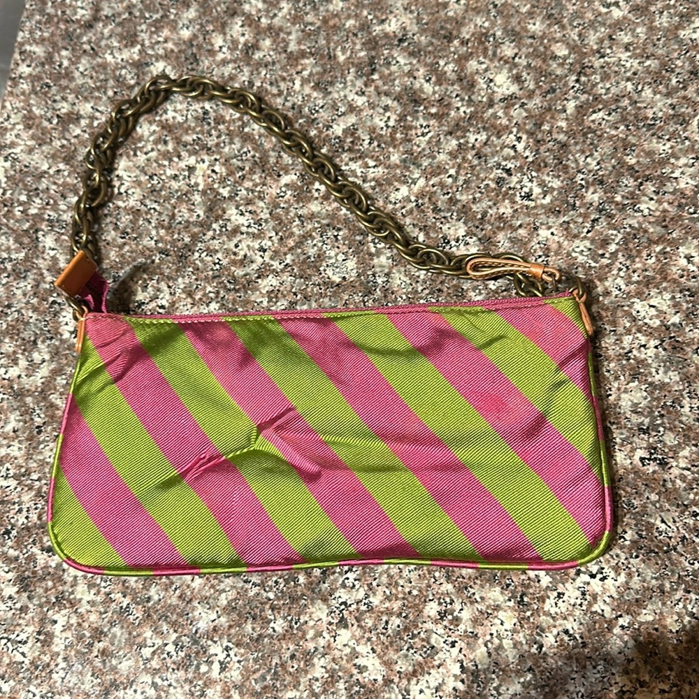 Vintage J Crew Tie Bag Pink & Green